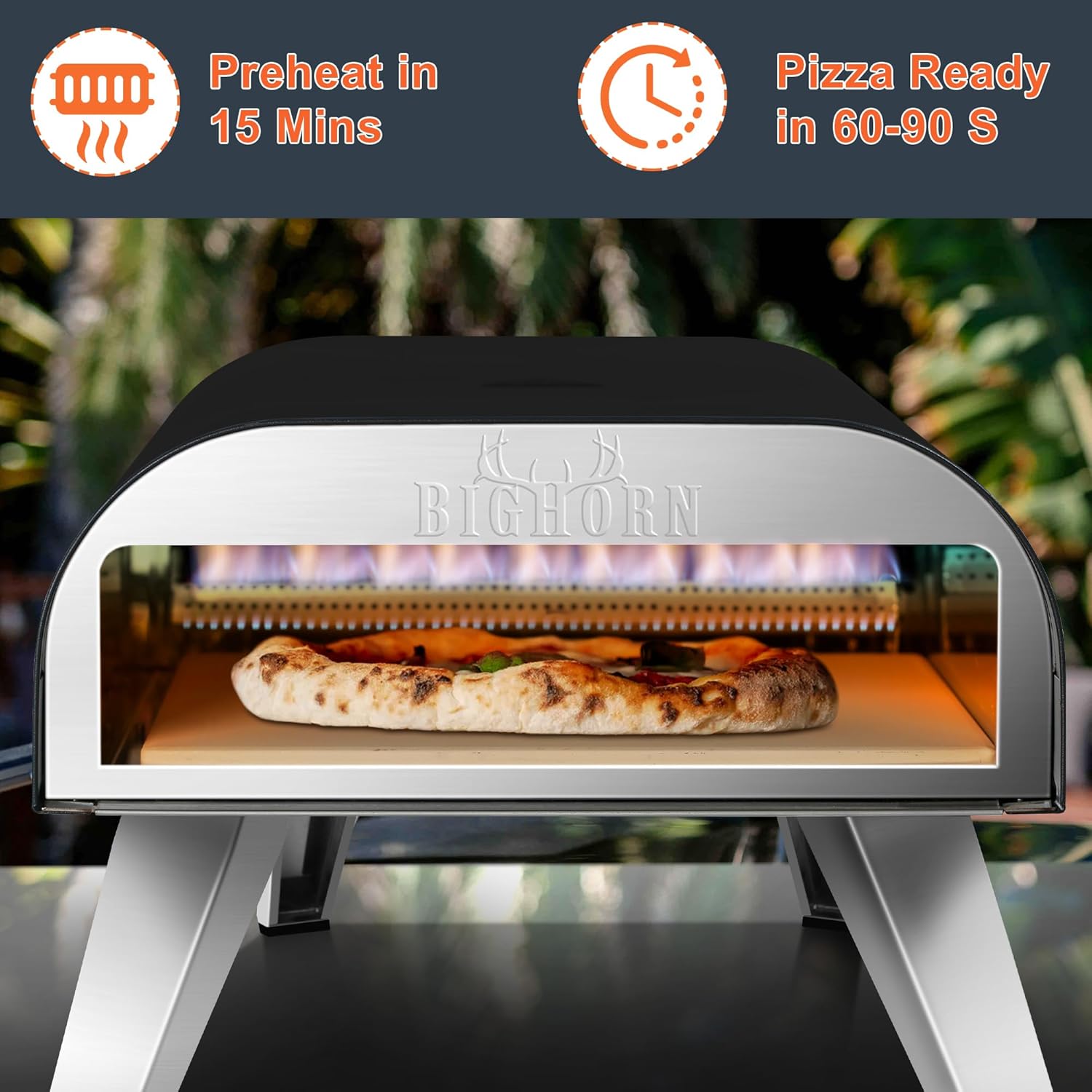 12" Portable Gas Pizza Oven, Black