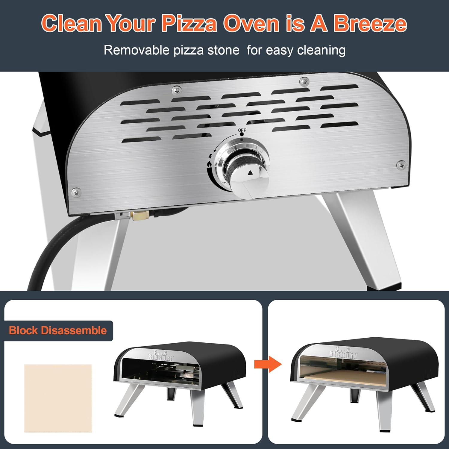 12" Portable Gas Pizza Oven, Black