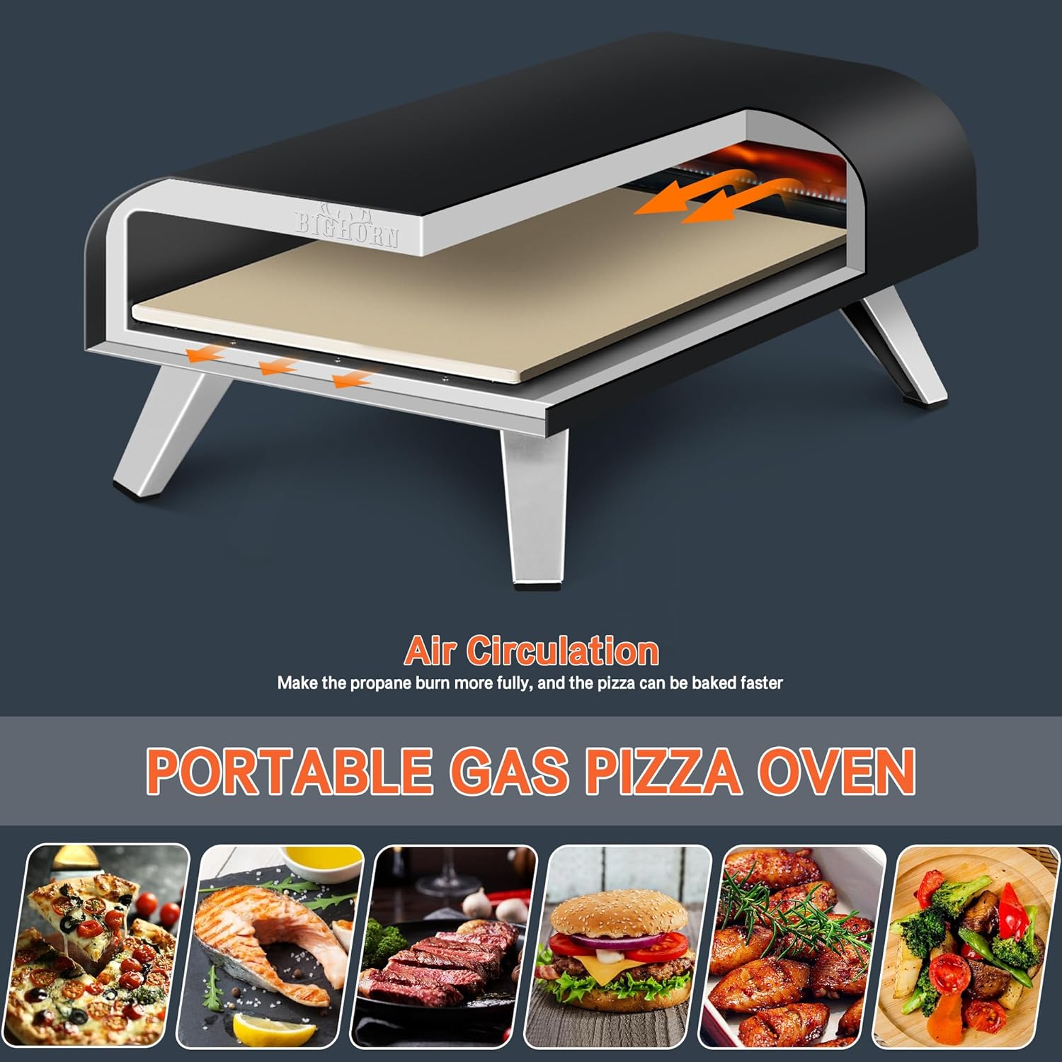 12" Portable Gas Pizza Oven, Black