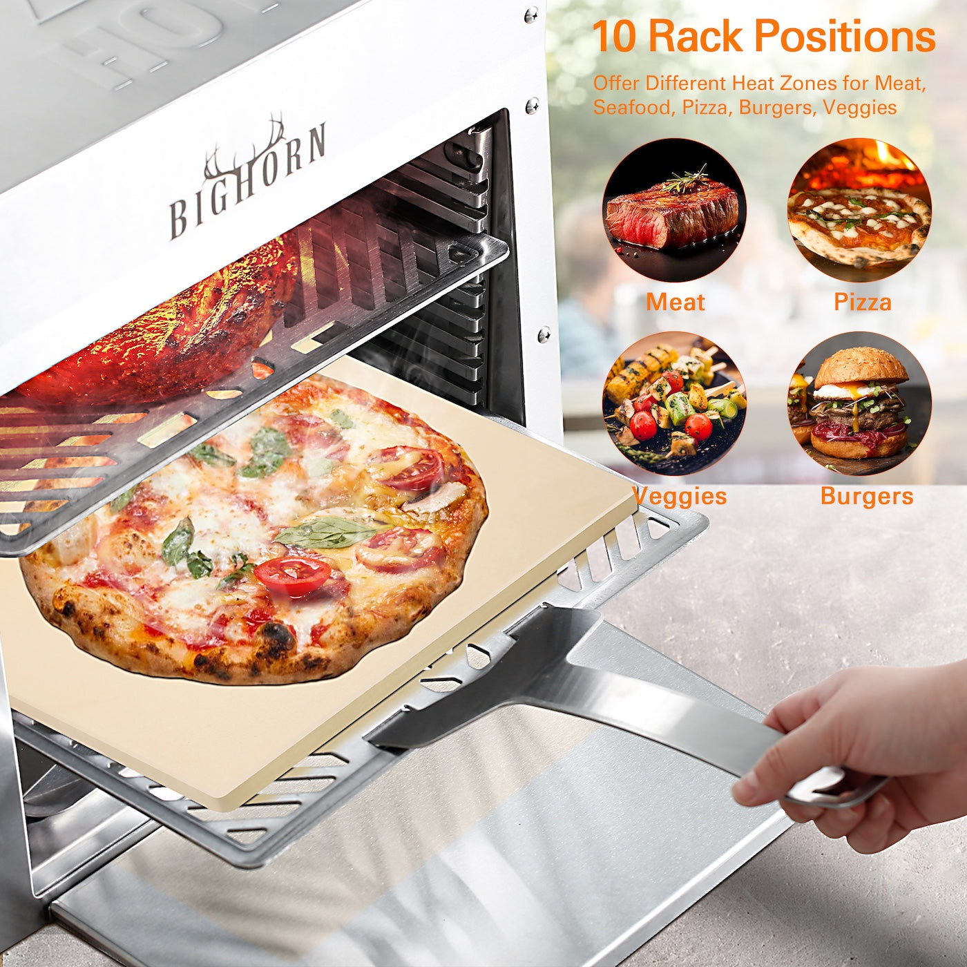 1500℉ Portable Infrared Steak Grill with Pizza Stone, Stainless Steel- 16 Inch