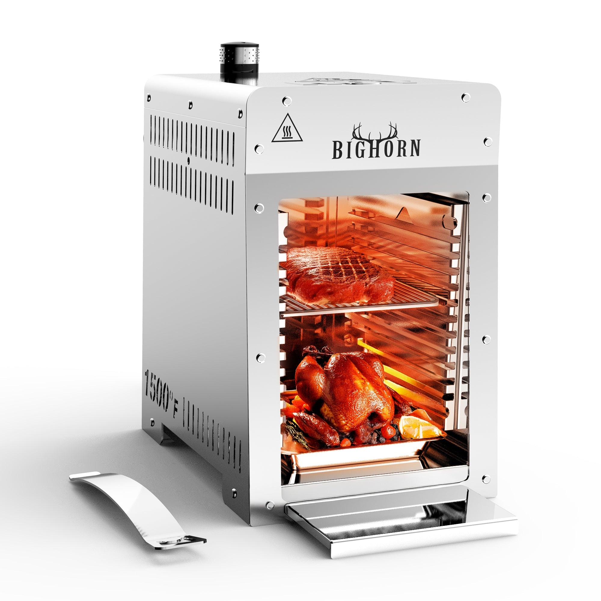 1500℉ Portable Infrared Steak Grill with Pizza Stone, Stainless Steel- 16 Inch