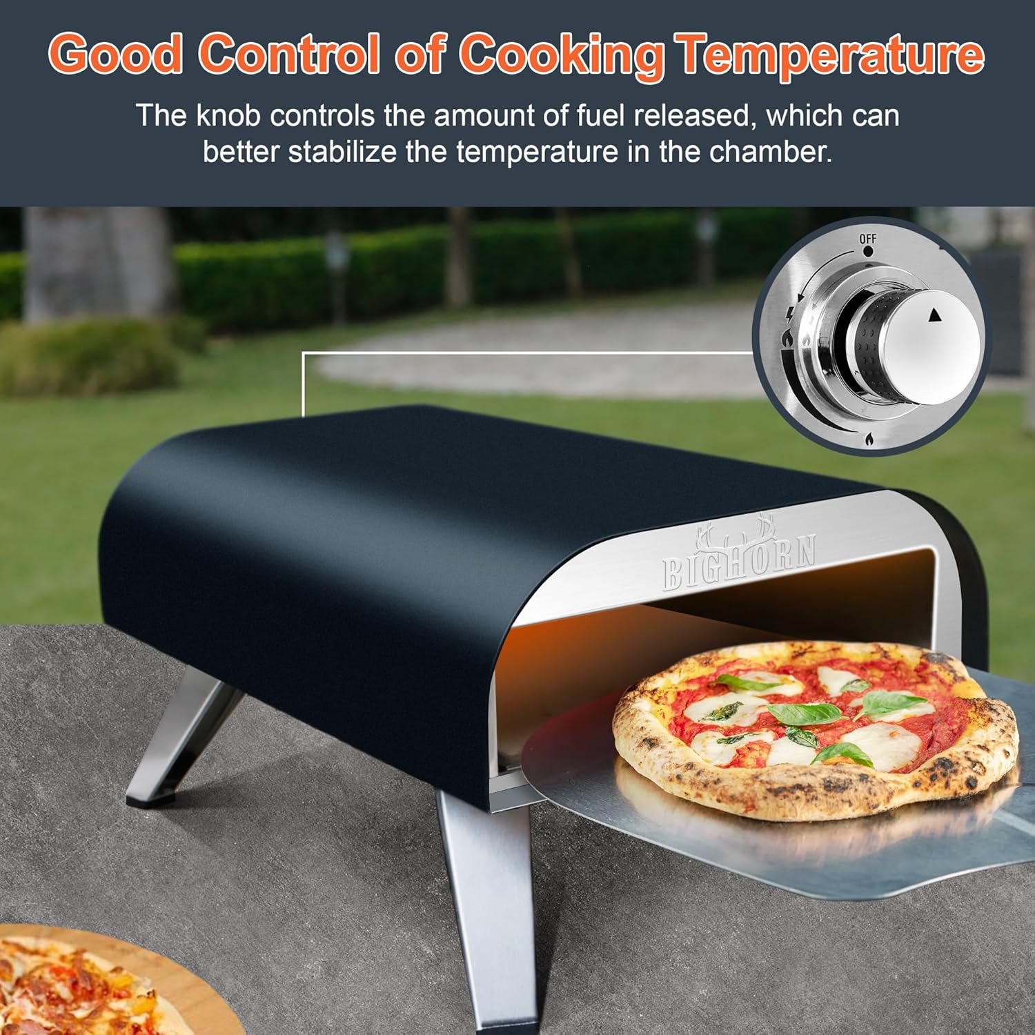 12" Portable Gas Pizza Oven, Black